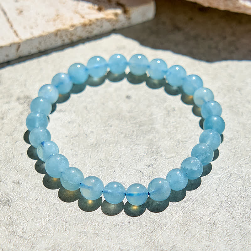 Bracciale Olivenorma con perline di acquamarina naturale da 7-14 mm 