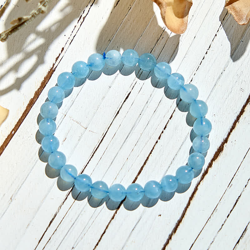 Bracciale Olivenorma con perline di acquamarina naturale da 7-14 mm 
