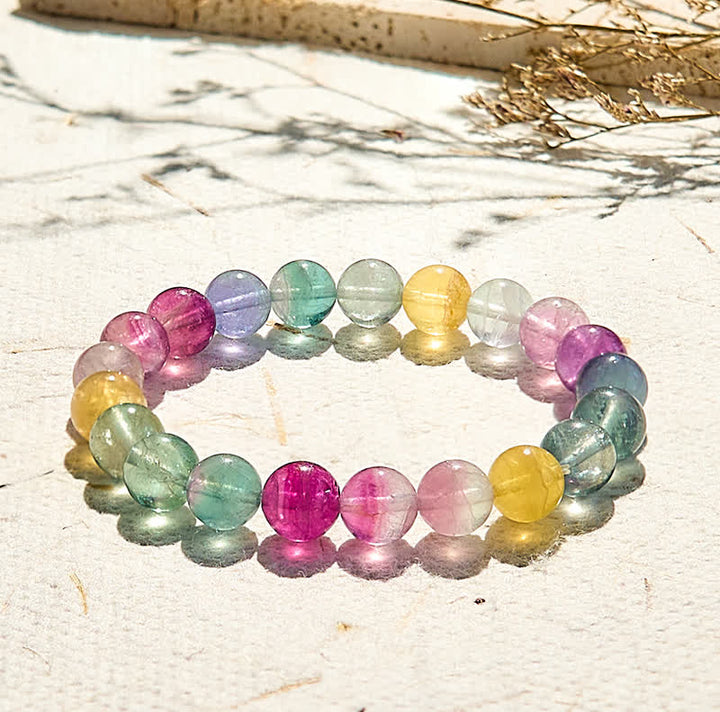 Braccialetto di perline di fluorite arcobaleno naturale Olivenorma 