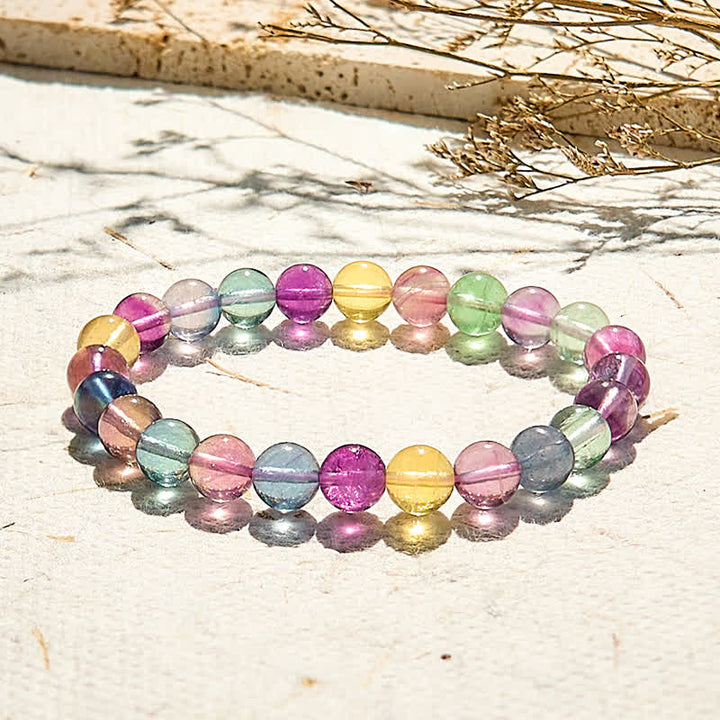 Braccialetto di perline di fluorite arcobaleno naturale Olivenorma 
