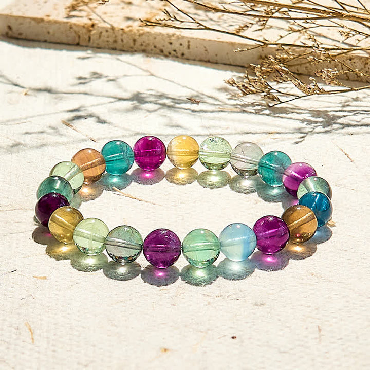 Braccialetto di perline di fluorite arcobaleno naturale Olivenorma 