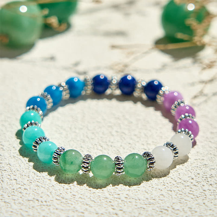 Bracciale di perline in apatite blu naturale e amazzonite Olivenorma 