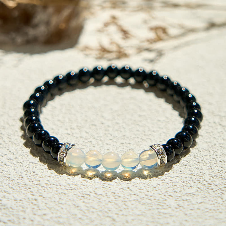 Braccialetto di perline di ossidiana naturale opalite Olivenorma 
