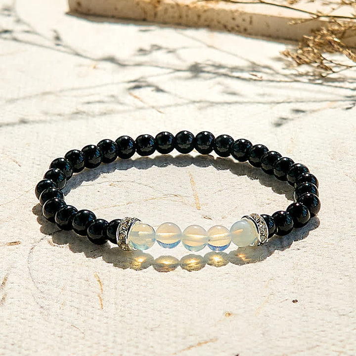 Braccialetto di perline di ossidiana naturale opalite Olivenorma 