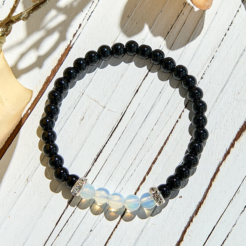 Braccialetto di perline di ossidiana naturale opalite Olivenorma 