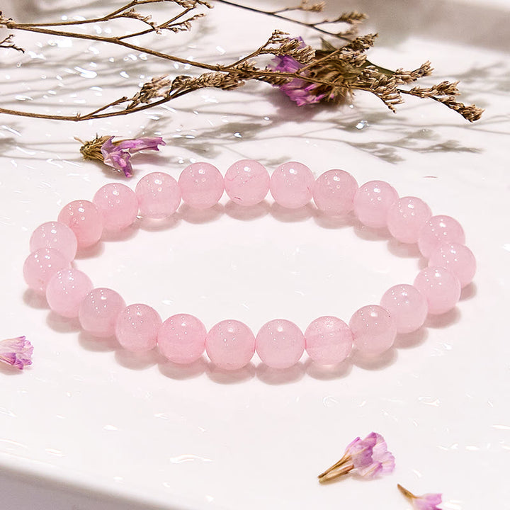 Bracciale perline di quarzo rosa naturale tondo Olivenorma 