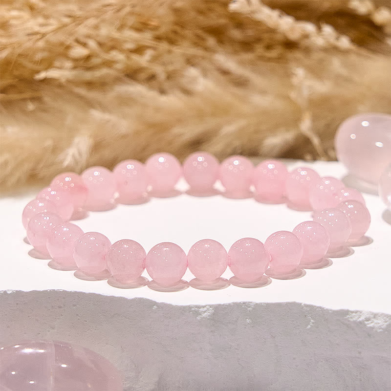 Bracciale perline di quarzo rosa naturale tondo Olivenorma 