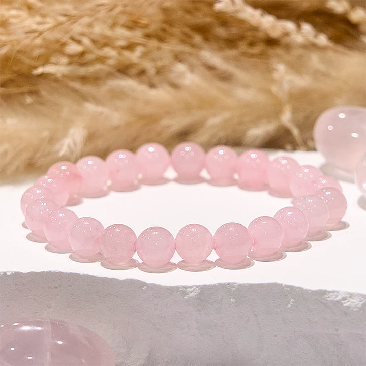 Bracciale perline di quarzo rosa naturale tondo Olivenorma 