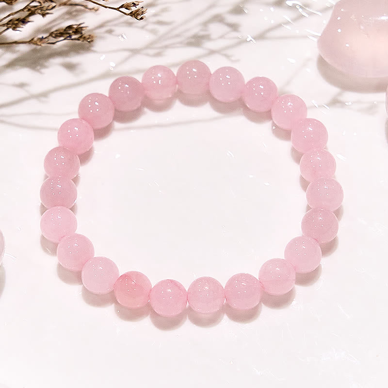 Bracciale perline di quarzo rosa naturale tondo Olivenorma 