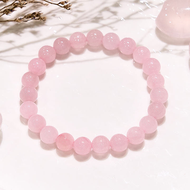 Bracciale perline di quarzo rosa naturale tondo Olivenorma 