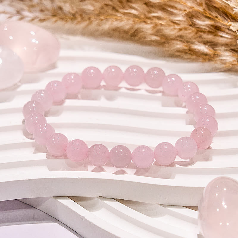 Bracciale perline di quarzo rosa naturale tondo Olivenorma 