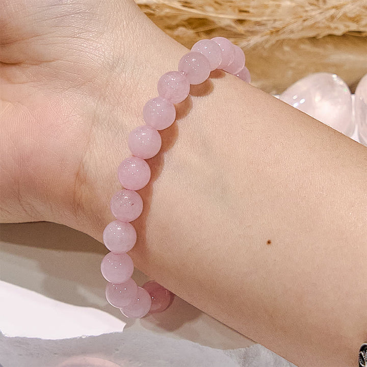 Bracciale perline di quarzo rosa naturale tondo Olivenorma 