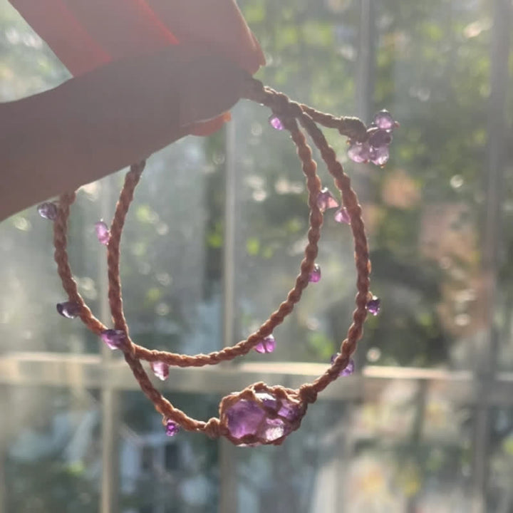 Bracciale intrecciato in cristallo di ametista naturale Olivenorma 