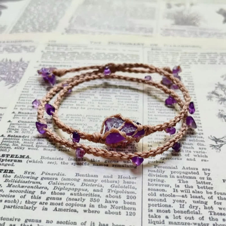 Bracciale intrecciato in cristallo di ametista naturale Olivenorma 