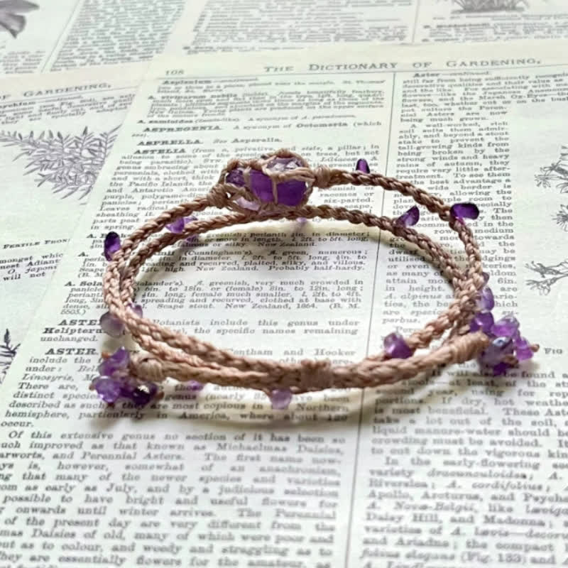 Bracciale intrecciato in cristallo di ametista naturale Olivenorma 