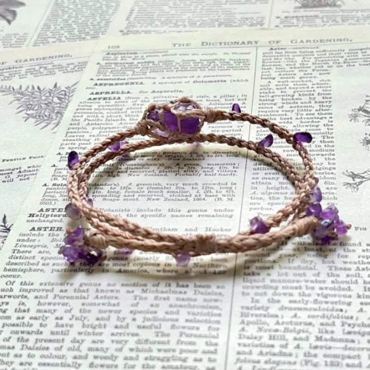Bracciale intrecciato in cristallo di ametista naturale Olivenorma 