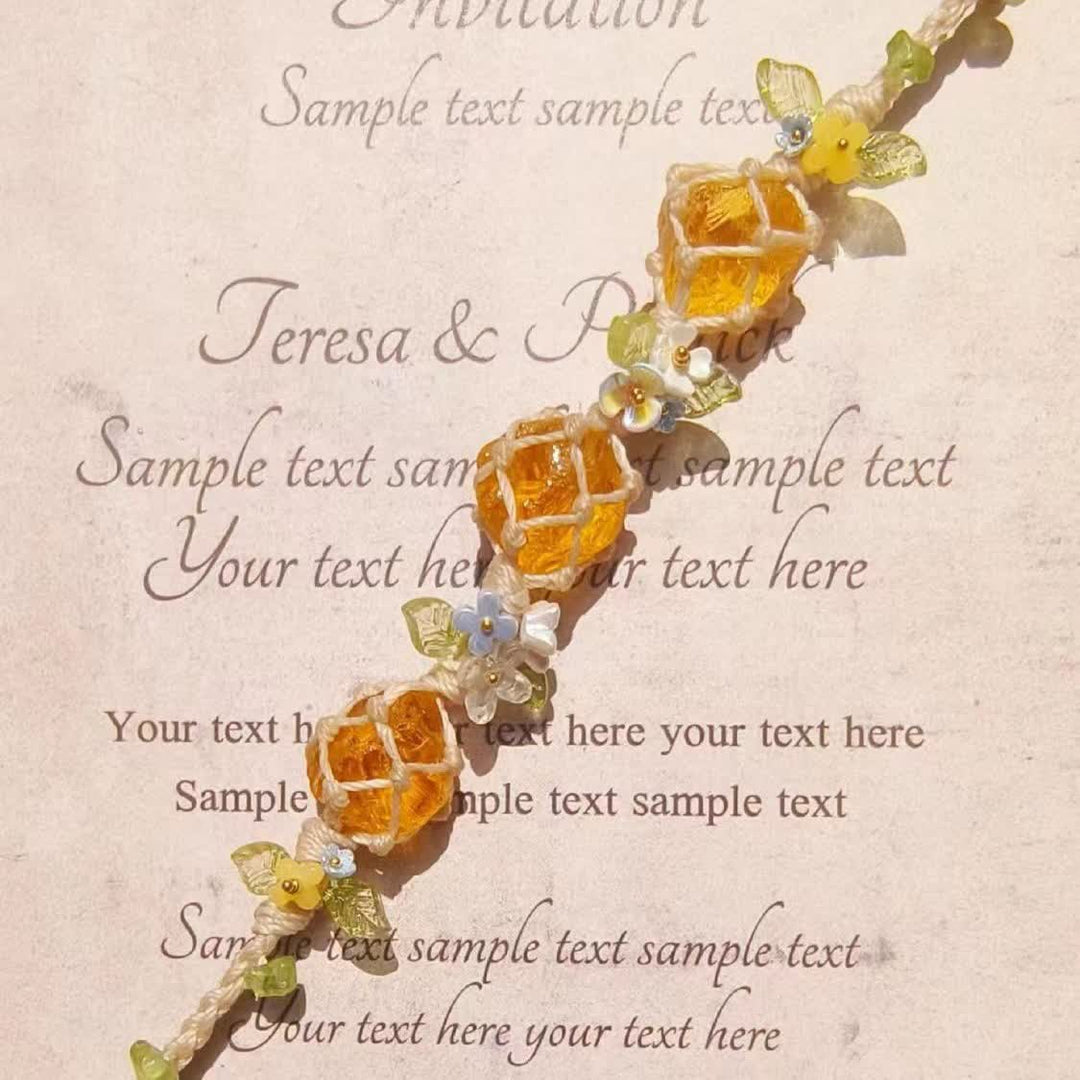 Bracciale intrecciato in cristallo di peridoto e citrino naturale Olivenorma