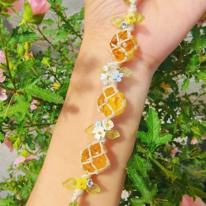 Bracciale intrecciato in cristallo di peridoto e citrino naturale Olivenorma