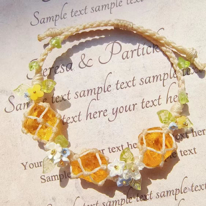 Bracciale intrecciato in cristallo di peridoto e citrino naturale Olivenorma