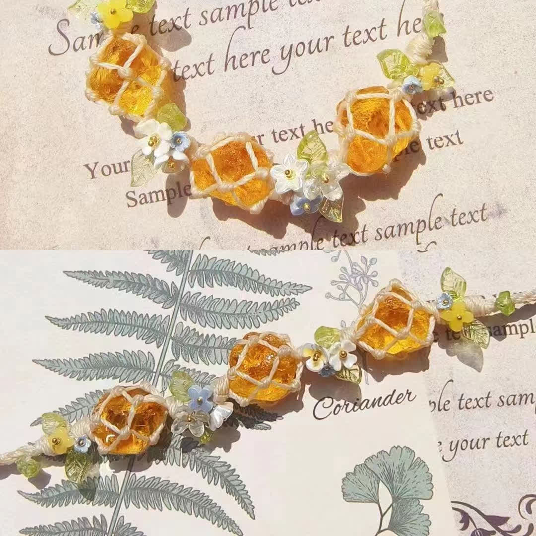 Bracciale intrecciato in cristallo di peridoto e citrino naturale Olivenorma