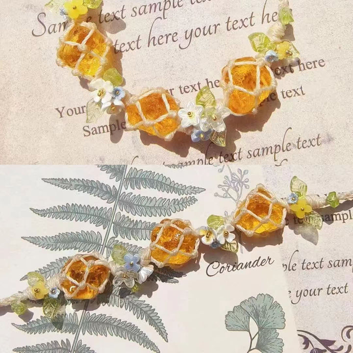 Bracciale intrecciato in cristallo di peridoto e citrino naturale Olivenorma