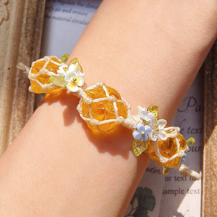 Bracciale intrecciato in cristallo di peridoto e citrino naturale Olivenorma