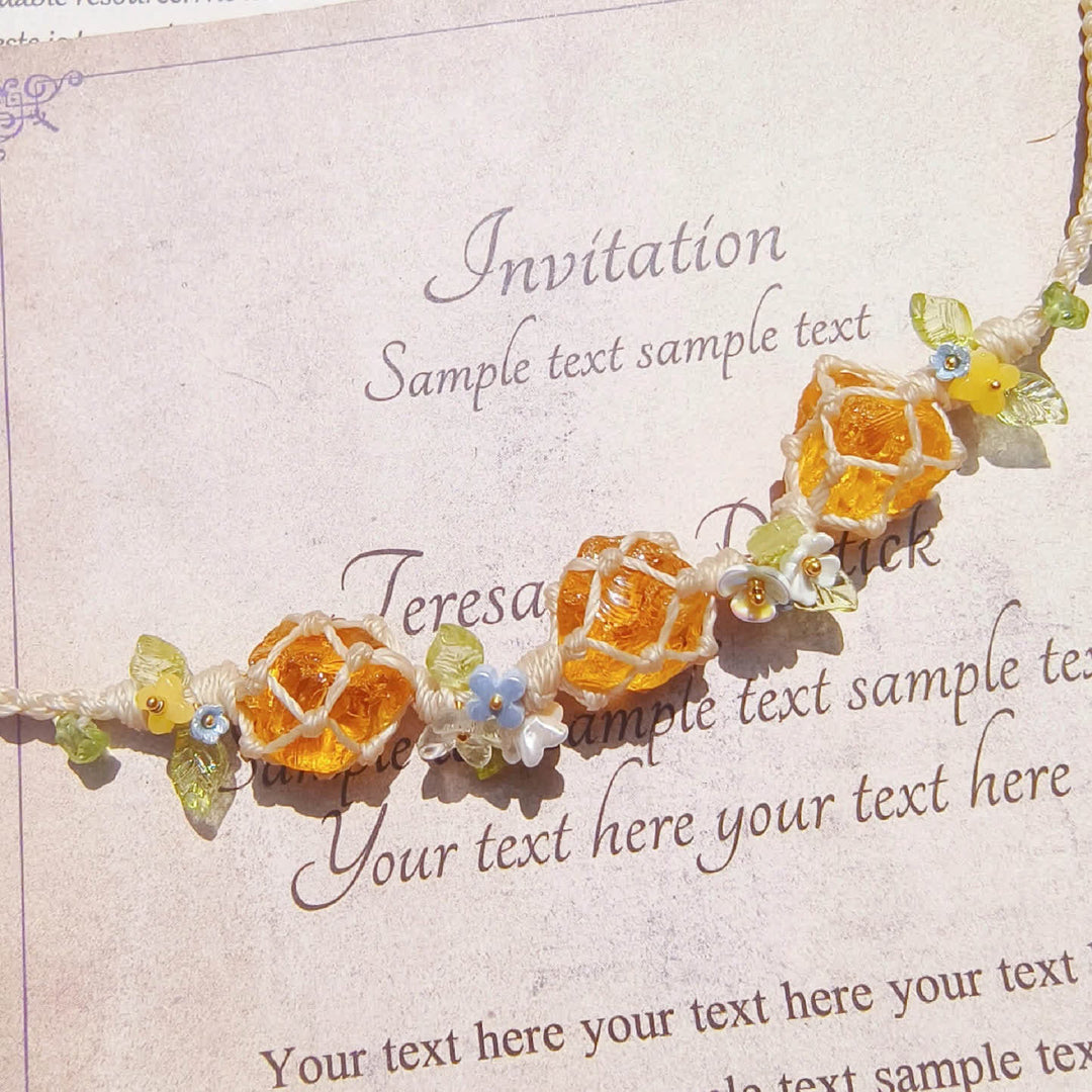 Bracciale intrecciato in cristallo di peridoto e citrino naturale Olivenorma