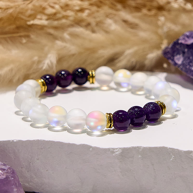 Olivenorma Bracciale con gemme naturali di quarzo Angel Aura Glitter Frosted 