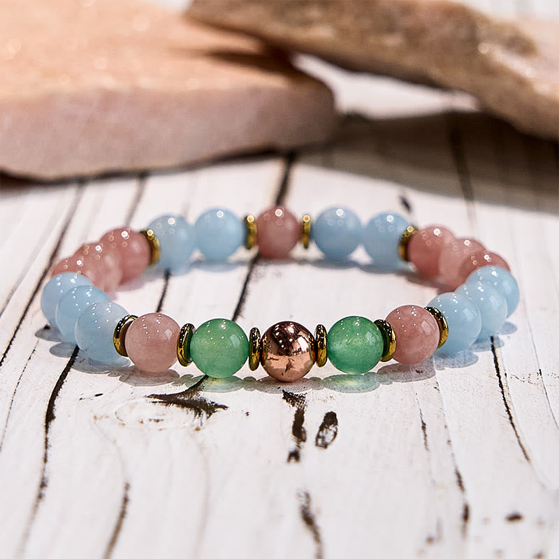 Bracciale perline Bestie in quarzo rosa naturale Olivenorma 