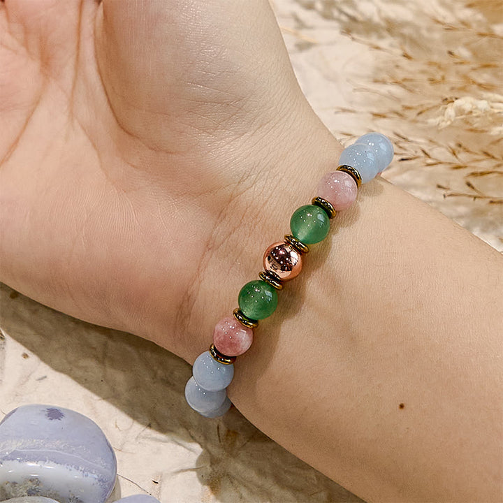 Bracciale perline Bestie in quarzo rosa naturale Olivenorma 