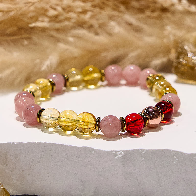 Olivenorma Gemma Naturale Citrino Corniola Pietra del Sole Bracciale edificante 