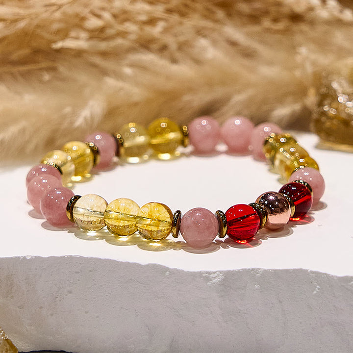 Olivenorma Gemma Naturale Citrino Corniola Pietra del Sole Bracciale edificante 