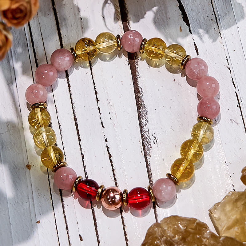 Olivenorma Gemma Naturale Citrino Corniola Pietra del Sole Bracciale edificante 