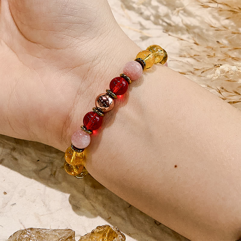 Olivenorma Gemma Naturale Citrino Corniola Pietra del Sole Bracciale edificante 