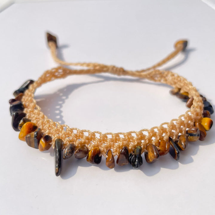 Bracciale intrecciato in pietra di cristallo naturale Olivenorma 