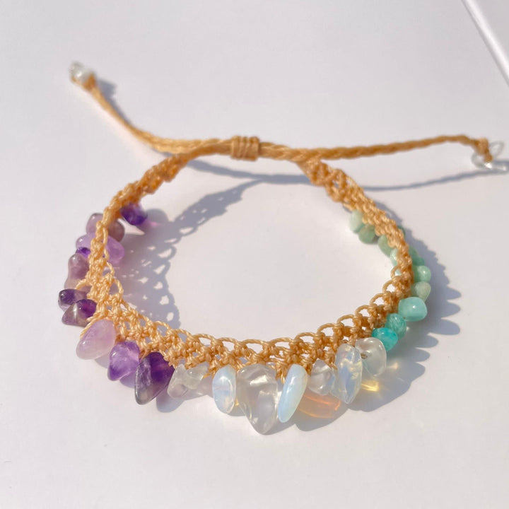 Bracciale intrecciato in pietra di cristallo naturale Olivenorma 