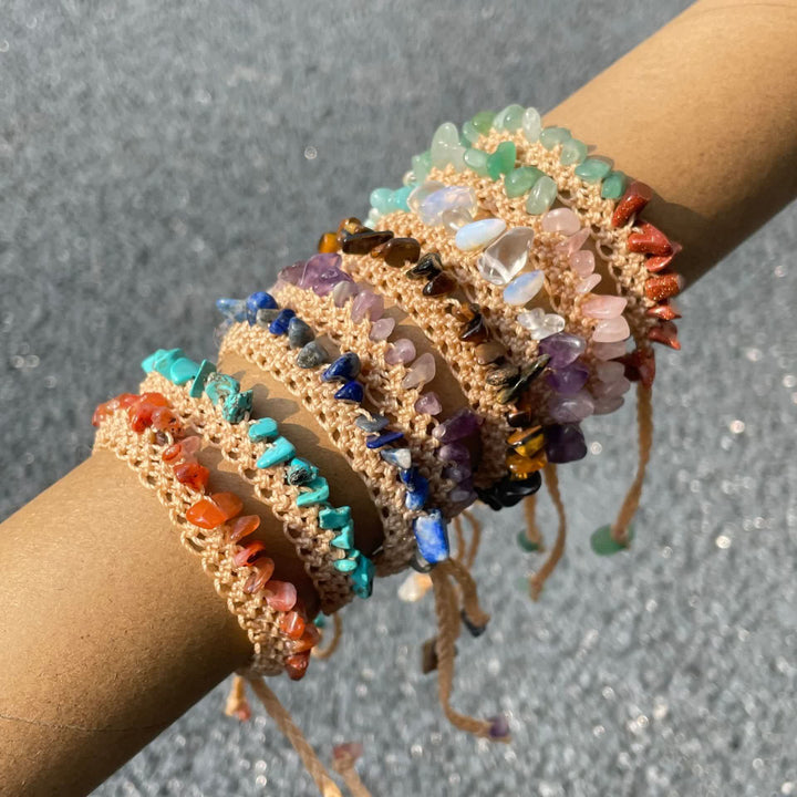 Bracciale intrecciato in pietra di cristallo naturale Olivenorma 