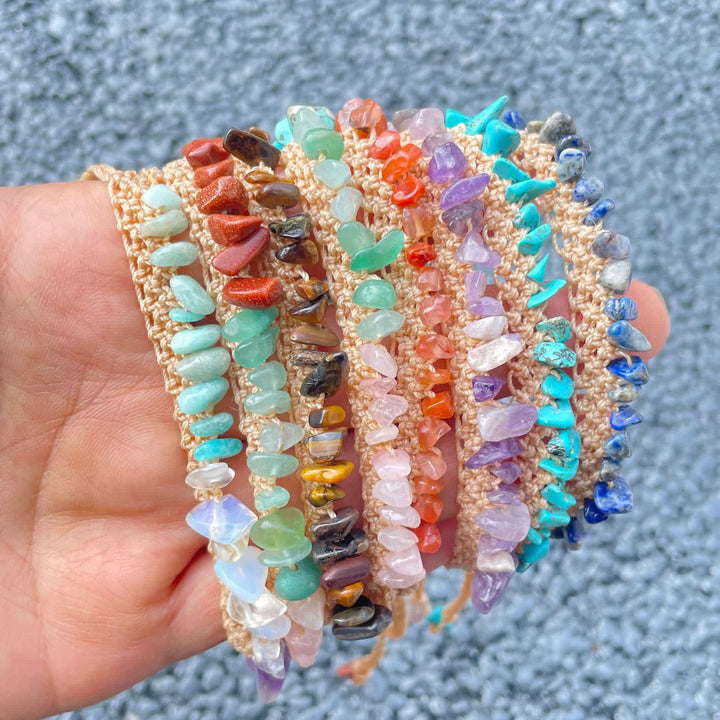 Bracciale intrecciato in pietra di cristallo naturale Olivenorma 