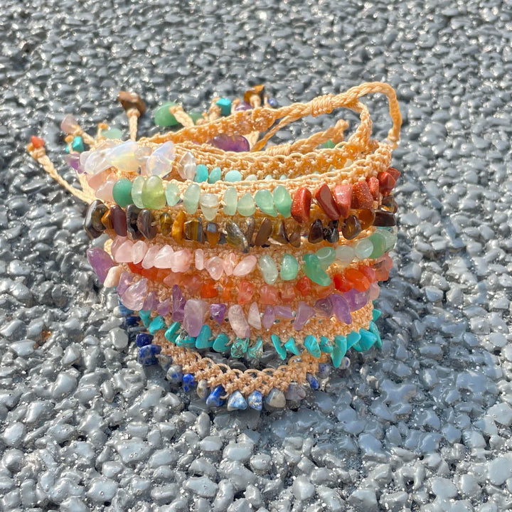 Bracciale intrecciato in pietra di cristallo naturale Olivenorma 