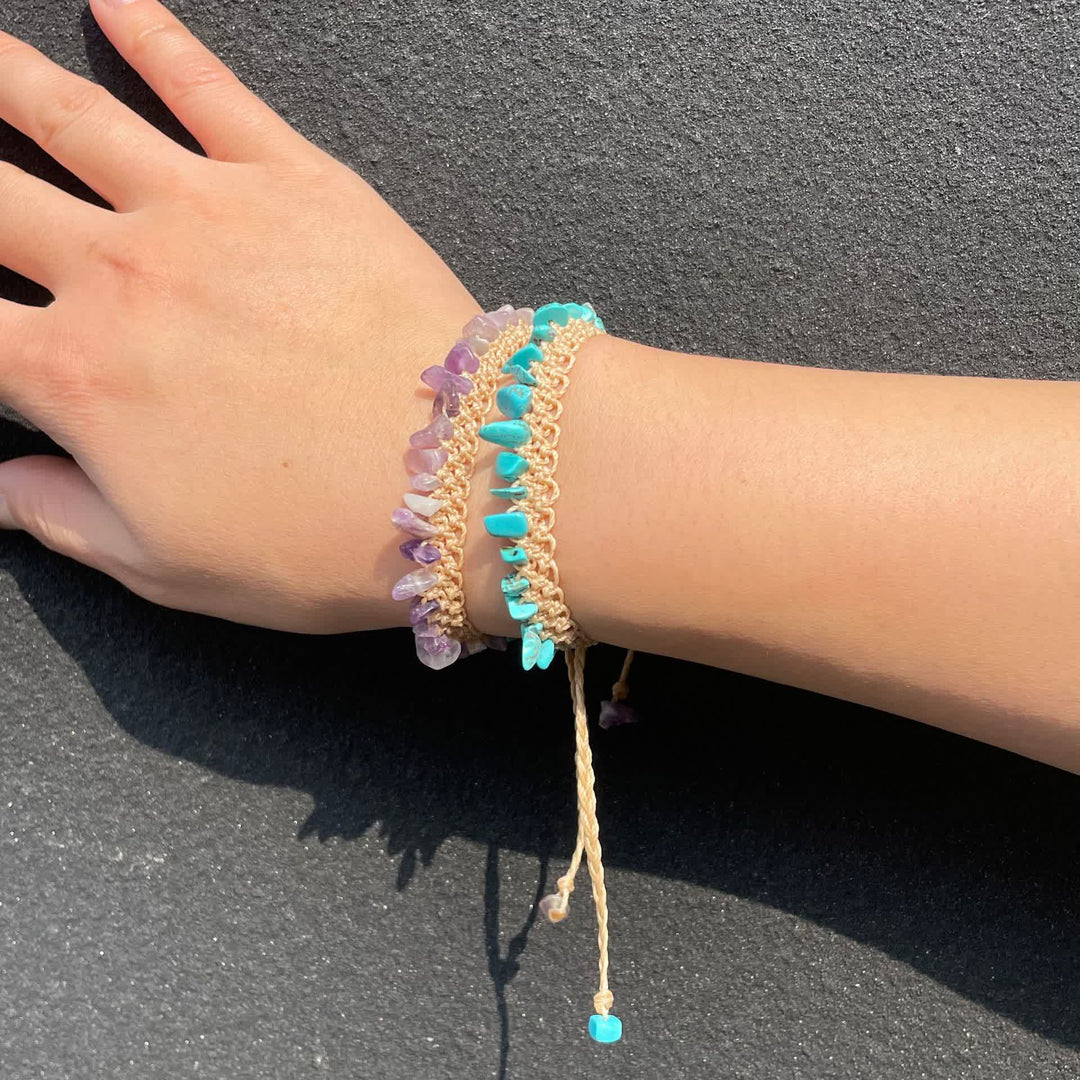 Bracciale intrecciato in pietra di cristallo naturale Olivenorma 