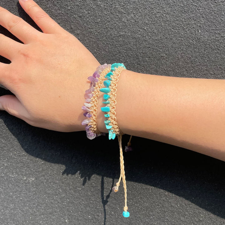 Bracciale intrecciato in pietra di cristallo naturale Olivenorma 