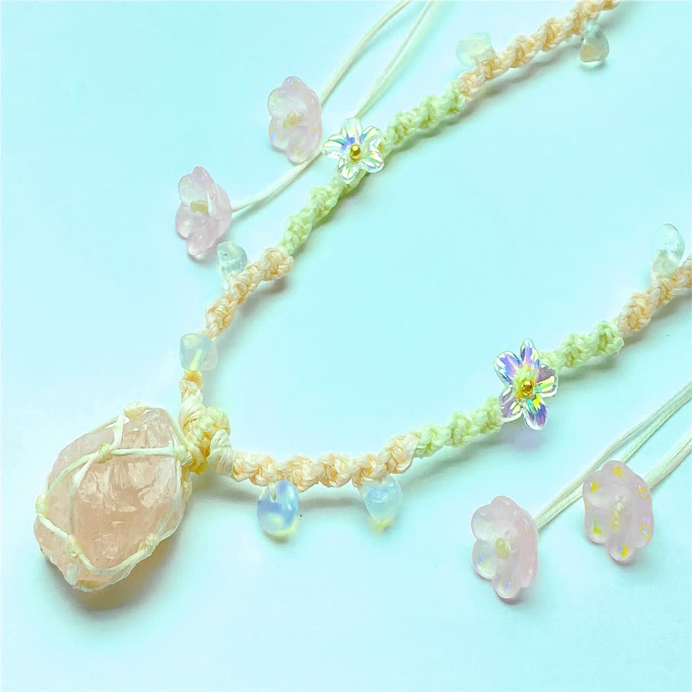 Collana intrecciata in cristallo di opalite al quarzo rosa Olivenorma 