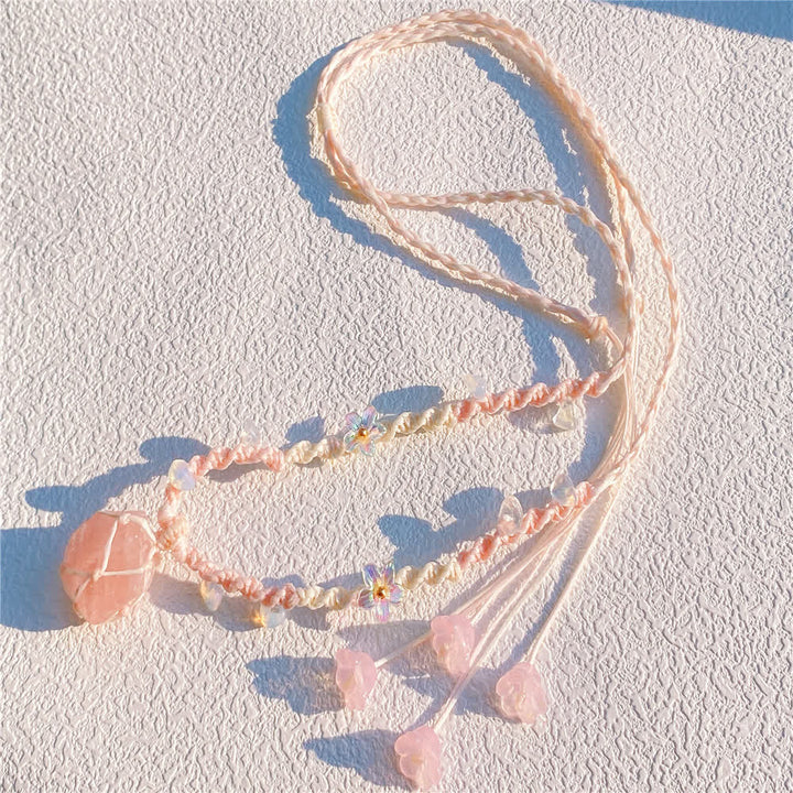 Collana intrecciata in cristallo di opalite al quarzo rosa Olivenorma 