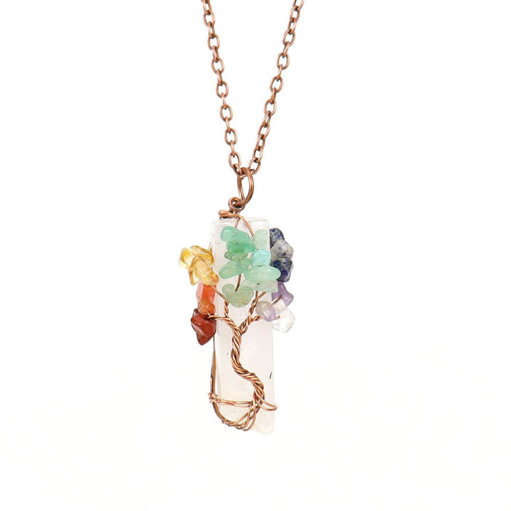 Collana con ciondolo chakra in pietra naturale rettangolare Olivenorma