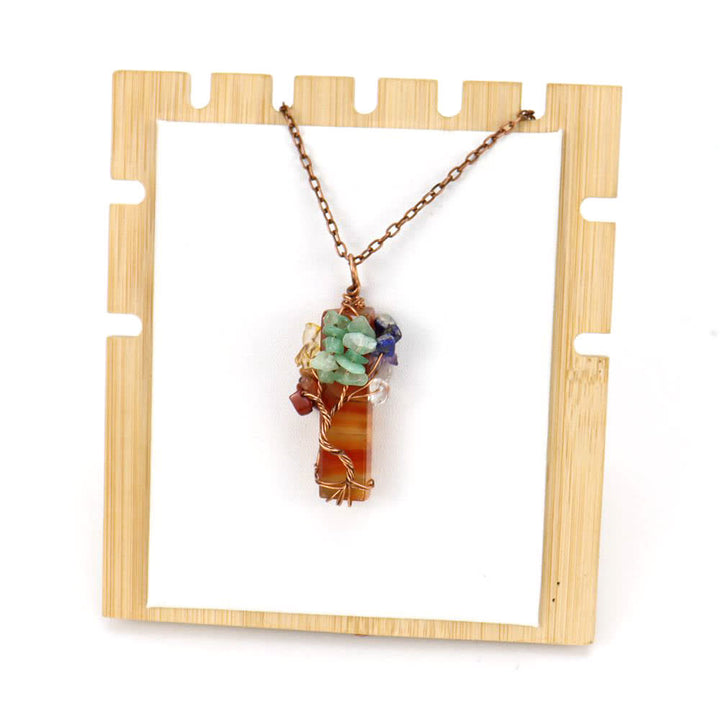 Collana con ciondolo chakra in pietra naturale rettangolare Olivenorma