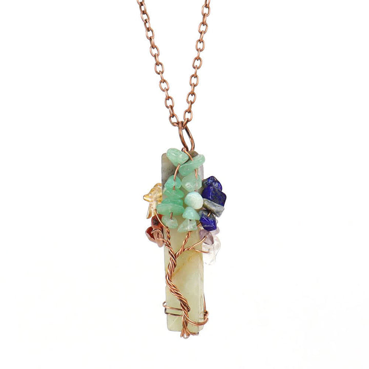 Collana con ciondolo chakra in pietra naturale rettangolare Olivenorma