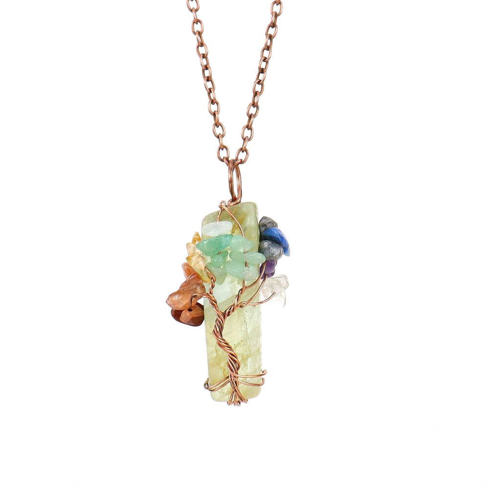 Collana con ciondolo chakra in pietra naturale rettangolare Olivenorma