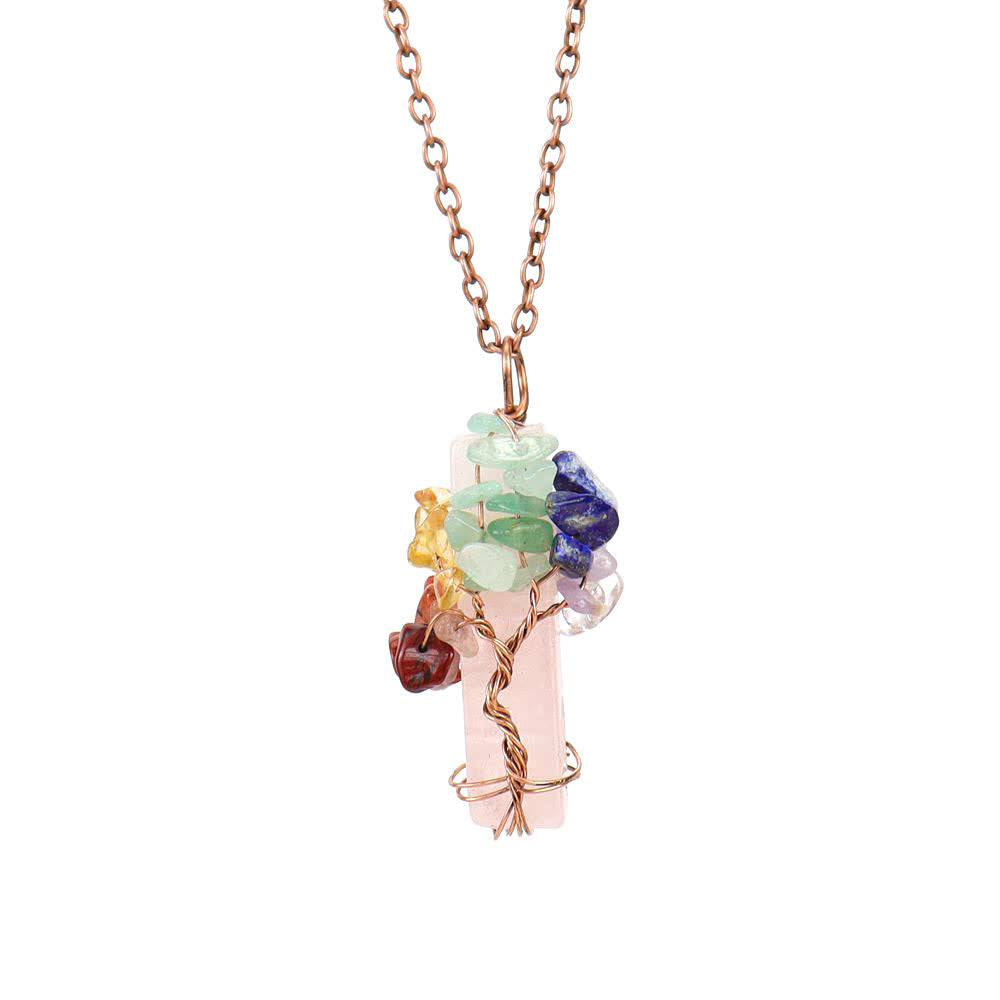 Collana con ciondolo chakra in pietra naturale rettangolare Olivenorma