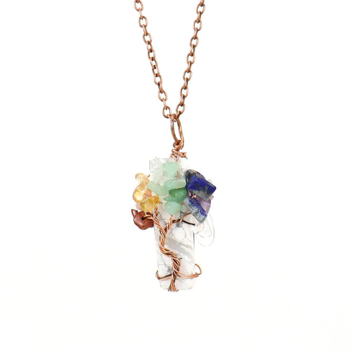 Collana con ciondolo chakra in pietra naturale rettangolare Olivenorma