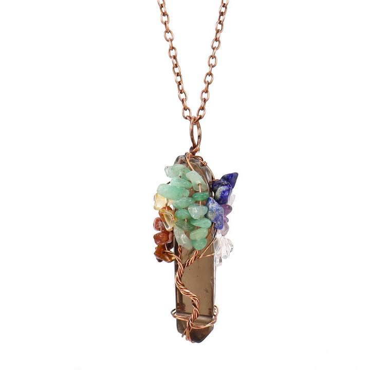 Collana con ciondolo chakra in pietra naturale rettangolare Olivenorma